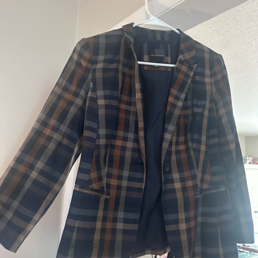 The Limited Navy and Brown Plaid Blazer - Picture 8 of 8